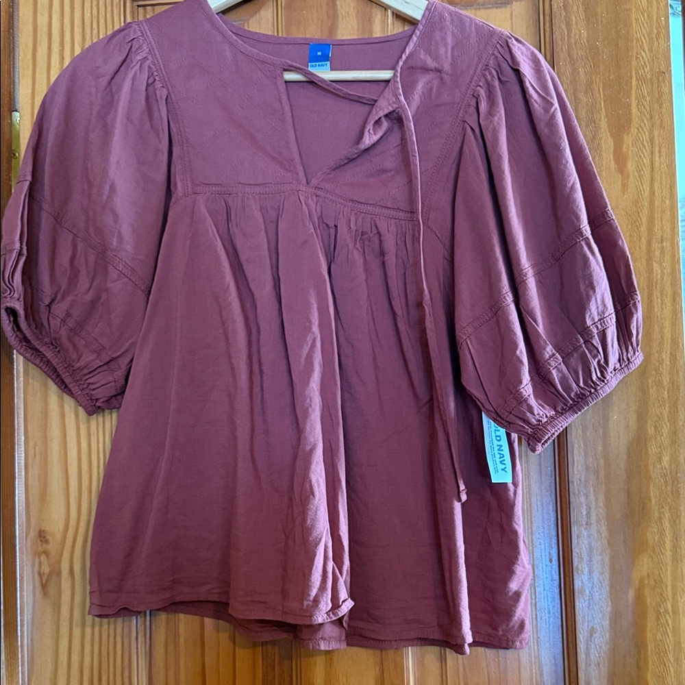 Old Navy Women's Puff Sleeve Blouse - Deep Rust